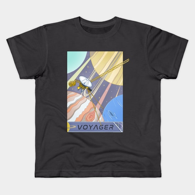 Voyagers Spacecraft Illustration Kids T-Shirt by stacreek